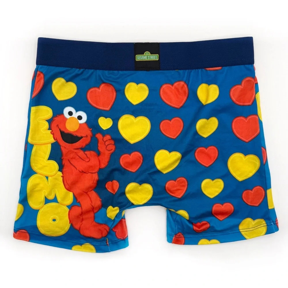Sesame Street Elmo Crazy Boxer Briefs Mens Small Underwear Hearts Blue Fun Gift